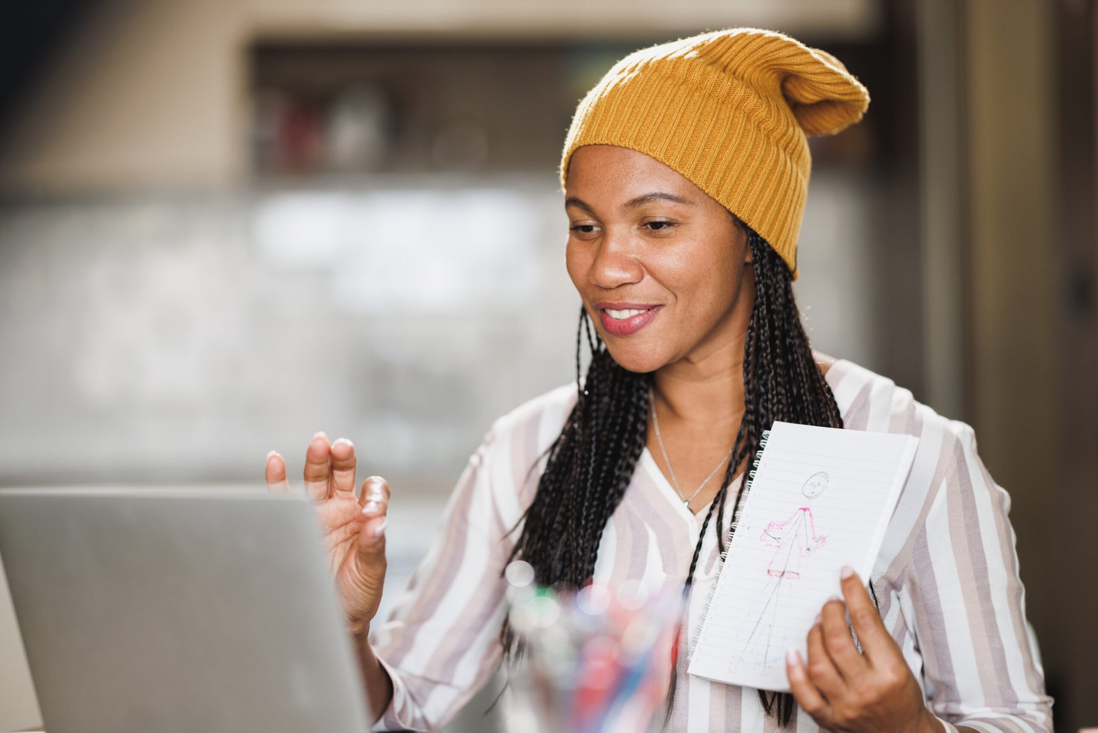 Black Designer Woman Working At Home